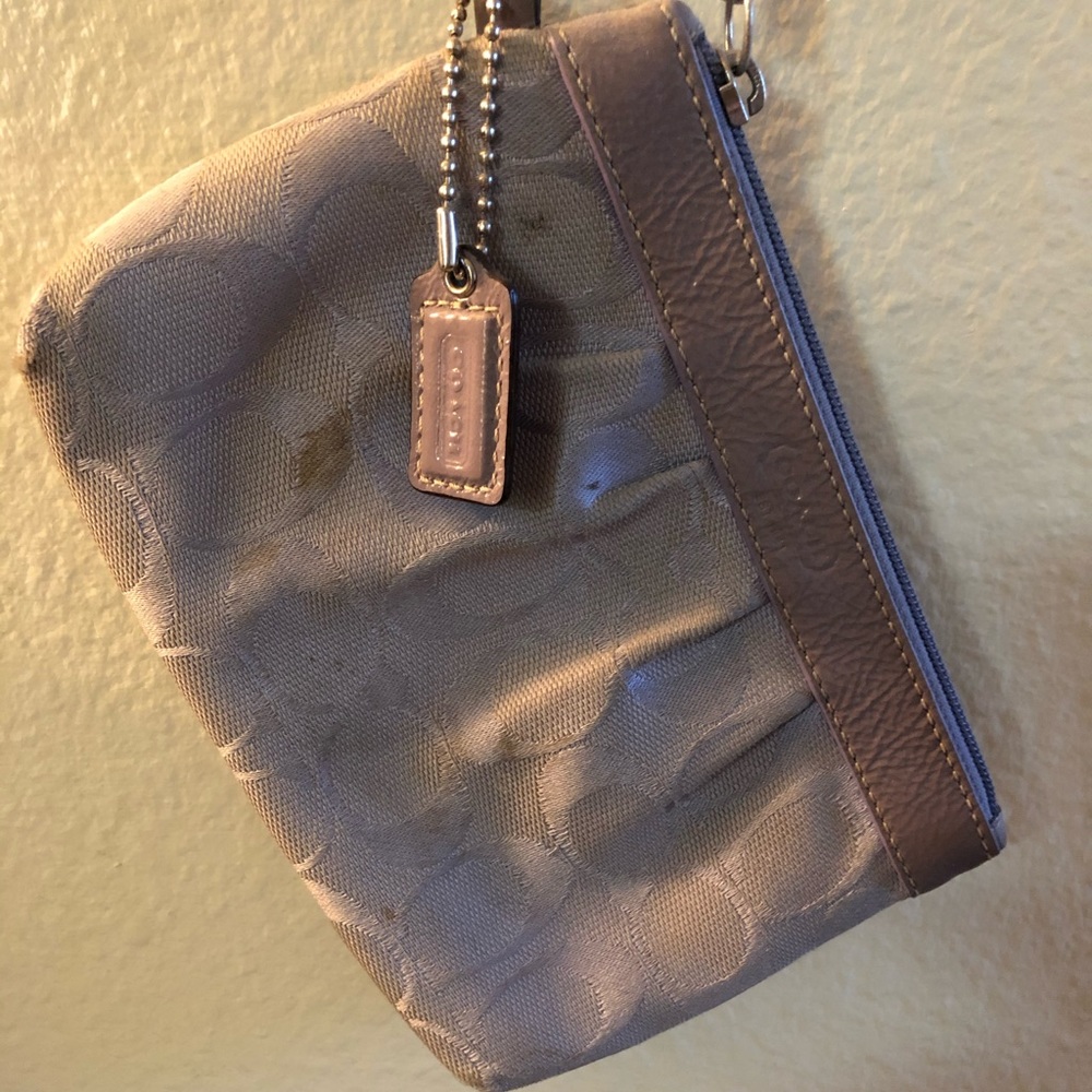 Authentic Coach Jacquard Print Purple Wristlet